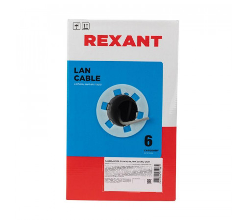 Кабель витая пара U/UTP кат.6 4х2х24AWG solid CU ZH нг(А)-HF сер. (305м) Rexant 01-0067