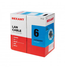 Кабель витая пара U/UTP кат.6 4х2х24AWG solid CU ZH нг(А)-HF сер. (305м) Rexant 01-0067