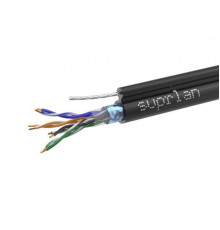 Кабель витая пара F/UTP кат.5E 4х2х24AWG solid Cu PE Outdoor Standard трос черн. (м) SUPRLAN 01-1026-1