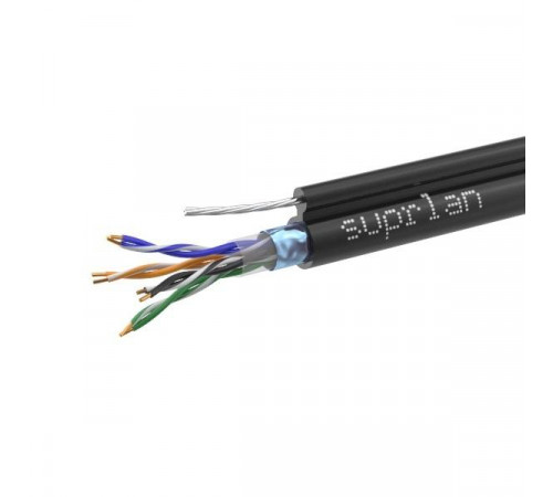 Кабель витая пара F/UTP кат.5E 4х2х24AWG solid Cu PE Outdoor Standard трос черн. (м) SUPRLAN 01-1026-1