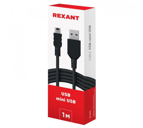 Кабель USB mini USB длинный штекер 1м черн. Rexant 18-4402