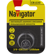 Элемент питания литиевый CR1220 93 825 NBT-CR1220-BP1 (блист.1шт) NAVIGATOR 93825