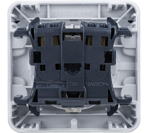 Розетка 1-м СП Plexo 16А IP55 2P+E с заземл. с крышкой немецк. стандарт безвинтов. клеммы механизм сер. Leg 069570