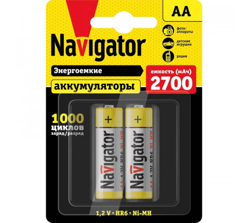 Аккумулятор AA/HR6 94 465 NHR-2700-HR6-BP2 (блист.2шт) Navigator 94465