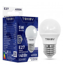 Лампа светодиодная 5Вт G45 4000К Е27 176-264В TOKOV ELECTRIC TKE-G45-E27-5-4K