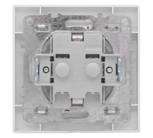 Розетка 1-м СП Минск 16А IP20 с заземл. защ. шторки с крышкой бел. Basic EKF ERR16-029-100