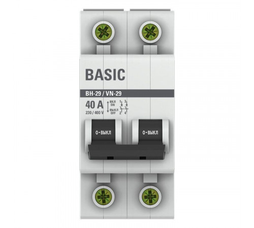 Выключатель нагрузки 2п 40А ВН-29 Basic EKF SL29-2-40-bas