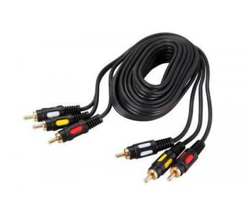 Шнур 3RCA Plug - 3RCA Plug 3м (GOLD) (уп.10шт) Rexant17-0214