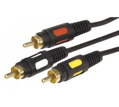 Шнур 3RCA Plug - 3RCA Plug 3м (GOLD) (уп.10шт) Rexant17-0214