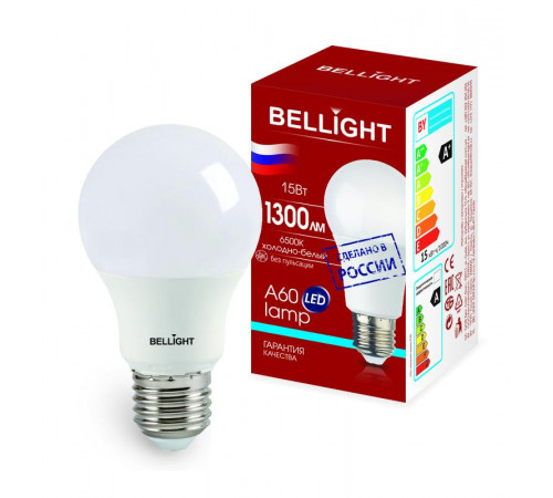 Лампа светодиодная LED A60 220В 15Вт E27 1300лм 6500К BELLIGHT 85339514