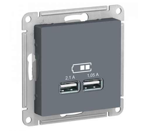 Розетка USB AtlasDesign тип A+A 5В 1х2.1А 2х1.05А механизм грифель SE ATN000733