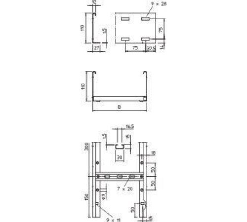 Лоток лестничный 400х110 L6000 сталь 1.5мм LG 114 VS 6 FS OBO 6216448