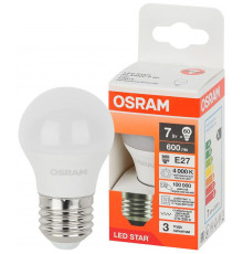 Лампа светодиодная LED Star 7Вт шар 4000К E27 600лм (замена 60Вт) OSRAM 4058075696440