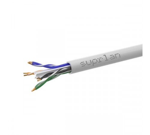 Кабель витая пара U/UTP кат.6 4х2х23AWG solid Cu PVC Six сер. (м) SUPRLAN 01-0316-1