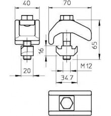 Комплект фиксатора TKH H30 гор. оцинк. TKH-S-30 FT (уп.2шт) OBO 6355804