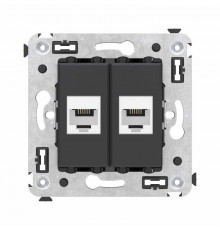 Розетка телефонная 2-м СП Avanti "Черный матовый" RJ12 без шторок механизм DKC 4412614