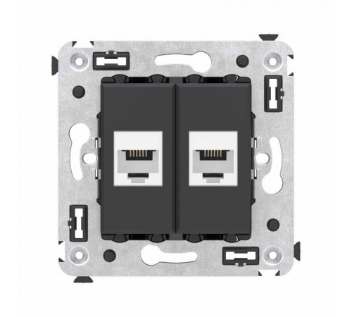 Розетка телефонная 2-м СП Avanti "Черный матовый" RJ12 без шторок механизм DKC 4412614