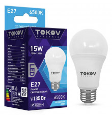 Лампа светодиодная 15Вт А60 6500К Е27 176-264В TOKOV ELECTRIC TKE-A60-E27-15-6.5K