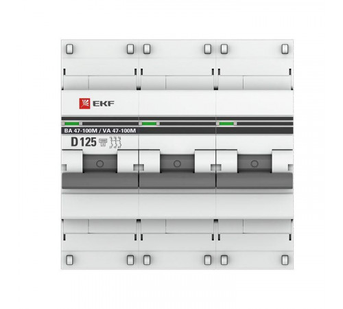 Выключатель автоматический модульный 3п D 125А 10кА ВА 47-100M электромагнит. расцеп. PROxima EKF mcb47100m-3-125D-pro