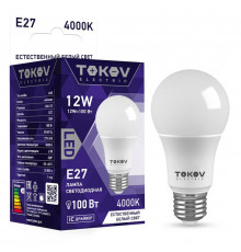 Лампа светодиодная 12Вт А60 4000К Е27 176-264В TOKOV ELECTRIC TKE-A60-E27-12-4K