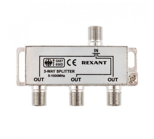 Делитель ТВ "краб" х3 под F разъем 5-1000 МГц Rexant 05-6002