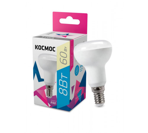 Лампа светодиодная R50 8Вт 220В E14 3000К Космос Lksm_LED8wR50E1430