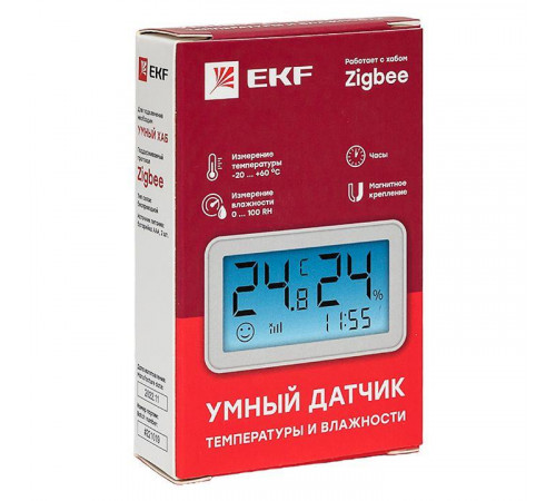 Датчик температуры и влажности с экраном умный Zigbee Connect EKF is-th-zb