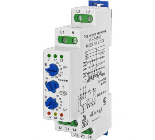 Реле контроля напряжения 3ф РКН-3-25-15 АС230В/AC400В УХЛ4 Меандр A8302-16934089