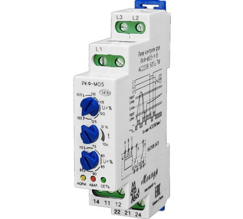 Реле контроля фаз РКФ-М05-1-15 УХЛ4 400В AC Меандр A8302-16934683
