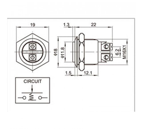 Кнопка антивандальная d16 Б/Фикс (2с винт) OFF-(ON) выпуклая (A16-A3) Rexant 36-3231