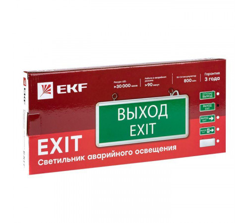 Светильник аварийно-эвакуационный EXIT-101 односторонний LED Basic EKF EXIT-SS-101-LED