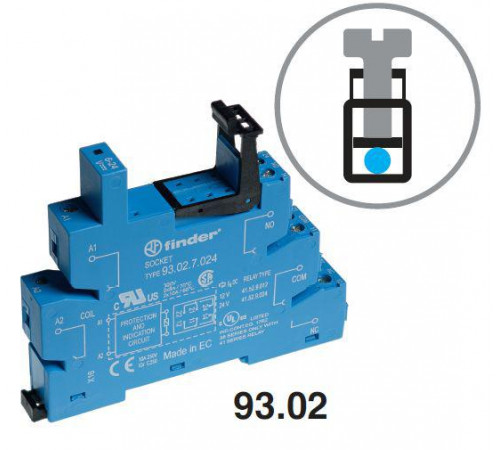 Розетка для реле 41 серии 24В AC/DC винт. клеммы (с зажимной клетью) клипса в комплекте LED FINDER 93020024