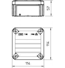 Коробка распределительная 114х114х57мм IP66 T60 OE закрыт. свет. сер. OBO 2007239