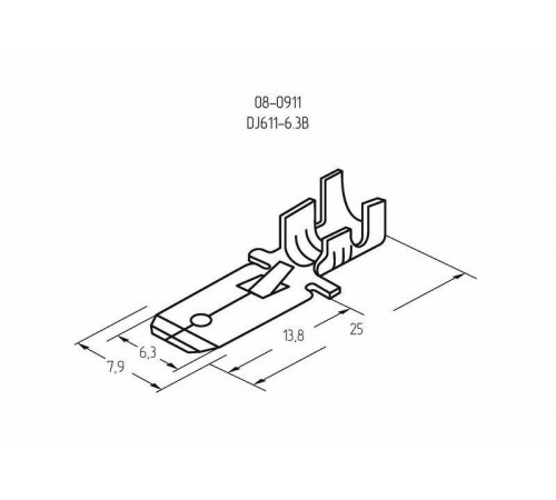 Клемма плоская (штекер-6.3мм) 1-1.5кв.мм (DJ611-6.3B) Rexant 08-0911