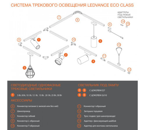 Светильник светодиодный трековый ECO TRACKSP 1PH 30W 840 WTRD 30Вт 2700Лм 4000К IP20 LEDVANCE 4099854233296