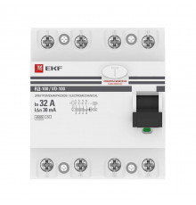 Выключатель дифференциального тока (УЗО) 4п 32А 30мА тип AC ВД-100 (электромех.) PROxima EKF elcb-4-32-30-em-pro