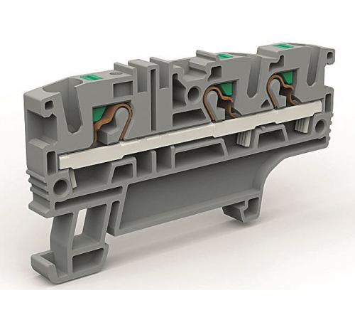 Клемма проходная 3 точки подключения на 4кв.мм DKC ZEFC410GR