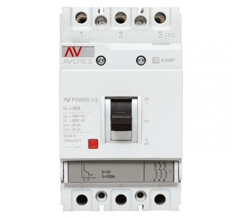 Выключатель автоматический 3п 40А 35кА AV POWER-1/3 TR AVERES EKF mccb-13-40-TR-av