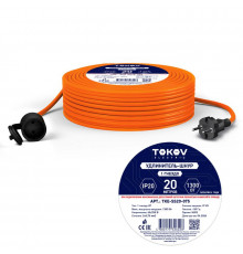 Удлинитель-шнур 1х20м без заземл. 6А IP20 2х0.75 TOKOV ELECTRIC TKE-SS20-075