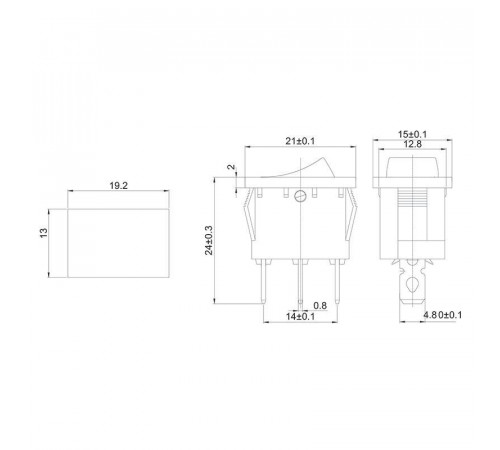 Выключатель клавишный 12В 15А (3с) ON-OFF красн. с подсветкой Mini (RWB-206-1; SC-768) Rexant 36-2170