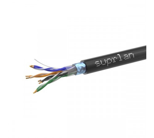 Кабель витая пара F/UTP кат.5E 4х2х24AWG solid Cu PE Outdoor Standard черн. (м) SUPRLAN 01-1028-1