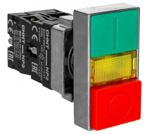 Кнопка двойная NP2-BW8465 1НО+1НЗ AC 230В(LED) IP40 (R) CHINT 574789