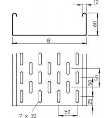 Лоток листовой перфорированный 100х60 L3000 сталь 1мм MKS 610 FS OBO 6055109