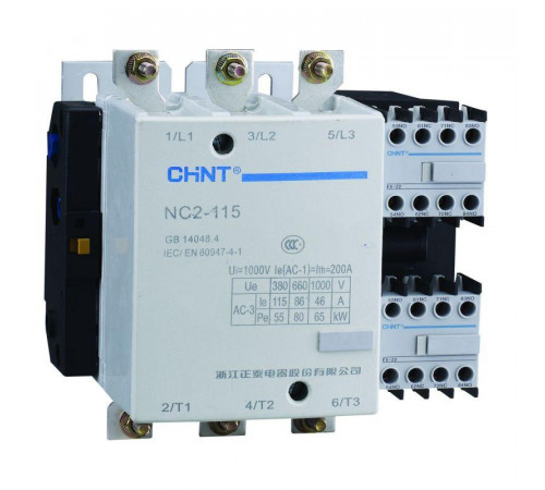 Контактор NC2-115 115А кат. 220-240В AC AC-3 (R) CHINT 671433