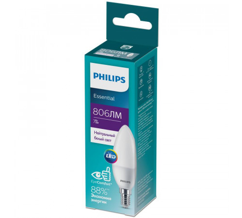 Лампа светодиодная ESS LEDCandle 7Вт B38FR 806лм E14 840 PHILIPS 929002972717