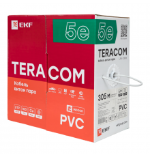 Кабель витая пара U/UTP кат.5E 4 пары solid PVC сер. TERACOM EKF TRC-5EUTP-04PVC-GY-IN3