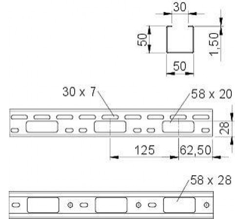 Мини-канал 50х50 L3000 сталь 1.5мм AZK 050 FT OBO 6075142