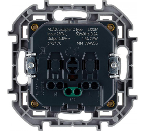 Розетка 1-м СП Inspiria 16А IP20 250В 2P+E немецк. стандарт с заряд. устройством USB тип C 1.5А 5В механизм бел. Leg 673770