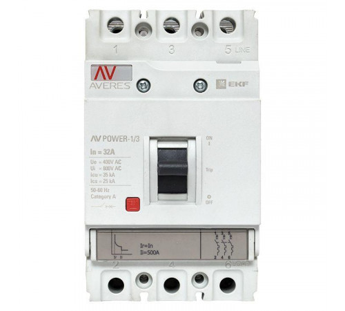 Выключатель автоматический 3п 32А 35кА AV POWER-1/3 TR AVERES EKF mccb-13-32-TR-av