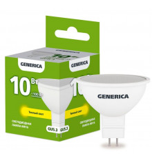 Лампа светодиодная MR16 10Вт софит 3000К GU5.3 230В GENERICA LL-MR16-10-230-30-GU5-G